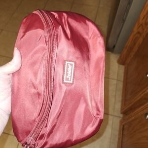 Red Crossbody Bag with Satin Sheen and Zipper Closure
